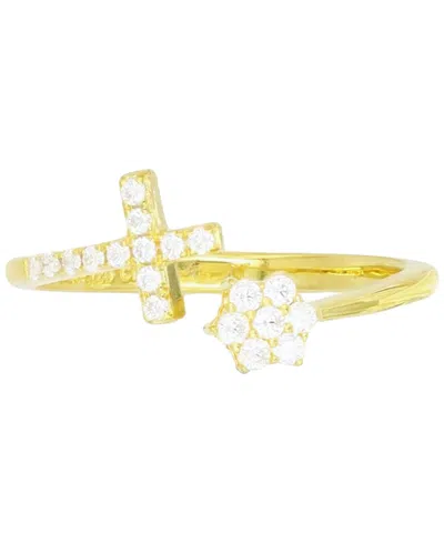 Macy's Cubic Zirconia Cross & Cluster Bypass Ring (also In Lab-grown Ruby) In Gold