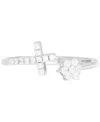 Macy's Cubic Zirconia Cross & Cluster Bypass Ring (also In Lab-grown Ruby) In Silver