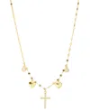 Macy's Cubic Zirconia Cross Heart Pendant Necklace (0.29 Ct. T.w.) In Sterling Silver (also In 14k Gold Ove In Gold