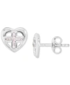 Macy's Cubic Zirconia Cross-in-heart Openwork Stud Earrings In Pink
