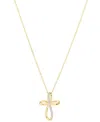 Macy's Cubic Zirconia Cross Necklace (0.14 Ct. T.w.) In Sterling Silver (also In 14k Gold) In Gold