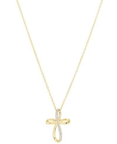 Macy's Cubic Zirconia Cross Necklace (0.14 Ct. T.w.) In Sterling Silver (also In 14k Gold)