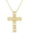 Macy's Cubic Zirconia Cross Necklace (1 1/2 Ct. T.w.) In 14k Gold Over Sterling Silver In Gold Over Silver