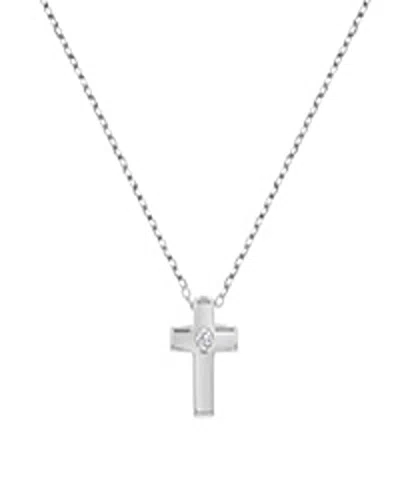 Macy's Cubic Zirconia Cross Necklace In 14k Yellow Gold Over Sterling Silver