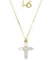Macy's Cubic Zirconia Cross Pendant Necklace In 14k Gold-plated Sterling Silver, 16" + 2" Extender In Gold