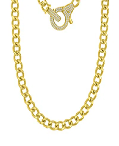 Macy's Cubic Zirconia Cuban Chain Necklace In Rhodium Over Sterling Silver In Multi