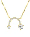 Macy's Cubic Zirconia Curved Arrow-inspired Pendant Necklace In 14k Gold-plated Sterling Silver (also Avail In Gold