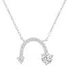 Macy's Cubic Zirconia Curved Arrow-inspired Pendant Necklace In 14k Gold-plated Sterling Silver (also Avail In Silver