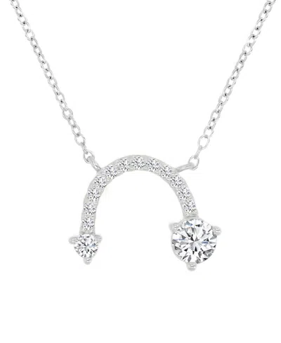 Macy's Cubic Zirconia Curved Arrow-inspired Pendant Necklace In 14k Gold-plated Sterling Silver (also Avail