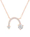 Macy's Cubic Zirconia Curved Arrow-inspired Pendant Necklace In 14k Gold-plated Sterling Silver (also Avail In Pink