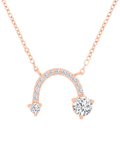 Macy's Cubic Zirconia Curved Arrow-inspired Pendant Necklace In 14k Gold-plated Sterling Silver (also Avail In Pink