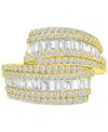 Macy's Cubic Zirconia Curving Multi Row Ring In 14k Gold Over Sterling Silver In Gold