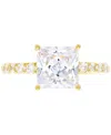 Macy's Cubic Zirconia Cushion-cut Engagement Ring In 14k Gold-plated Sterling Silver In Gold