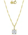 Macy's Cubic Zirconia Cushion-cut Solitaire Pendant Necklace, 18" + 2" Extender In Gold