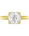 Macy's Cubic Zirconia Cushion-cut Solitaire Twist Rope Engagement Ring In Gold