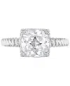 Macy's Cubic Zirconia Cushion-cut Solitaire Twist Rope Engagement Ring In Silver