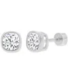 Macy's Cubic Zirconia Cushion-cut Stud Earrings (2-1/2 Ct. T.w.) In 14k Gold-plated Sterling Silver In Silver