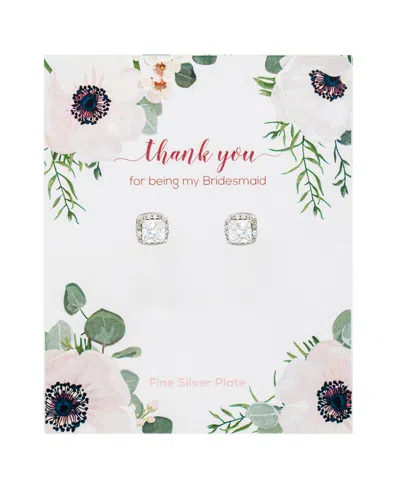 MACY'S CUBIC ZIRCONIA CUSHION STUD EARRINGS (6/25 CT. T.W.) IN FINE SILVER PLATED BRASS