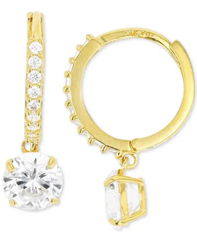 Macy's Cubic Zirconia Dangle Hoop Drop Earrings In 14k Gold-plated Sterling Silver