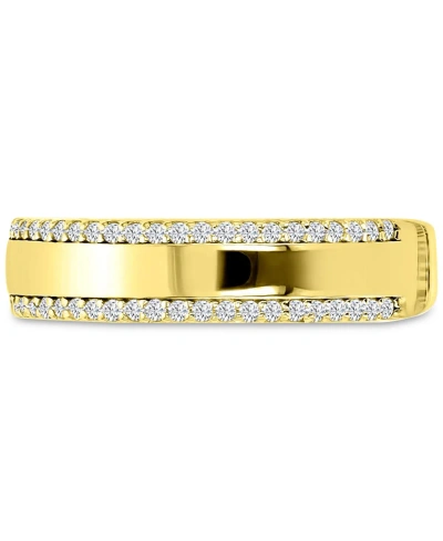 Macy's Cubic Zirconia Double Border Polished Band In Gold