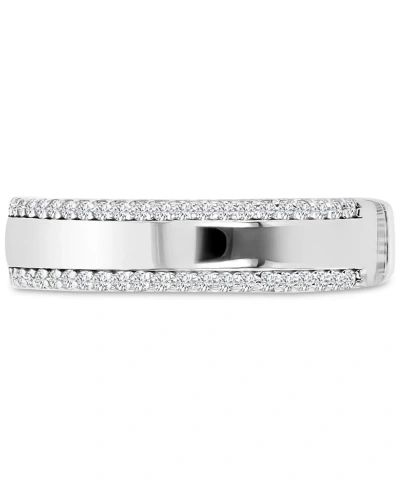 Macy's Cubic Zirconia Double Border Polished Band In Silver