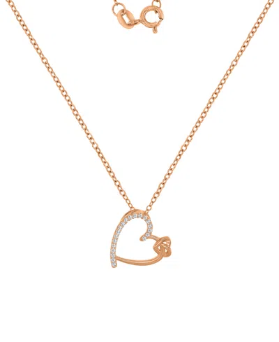 Macy's Cubic Zirconia Double Heart Pendant Necklace In Sterling Silver, 18" (also Available In 14k Gold And