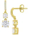 MACY'S CUBIC ZIRCONIA DOUBLE STONE LINEAR DROP EARRINGS