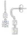 MACY'S CUBIC ZIRCONIA DOUBLE STONE LINEAR DROP EARRINGS