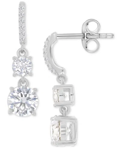 Macy's Cubic Zirconia Double Stone Linear Drop Earrings In Sillver