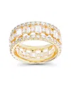Macy's Cubic Zirconia Emerald And Baguette Cut Eternity Ring In Gold