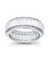 Macy's Cubic Zirconia Emerald And Baguette Cut Eternity Ring In Gray