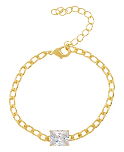 Macy's Cubic Zirconia Oval Chain Link Bracelet In 14k Gold Plated