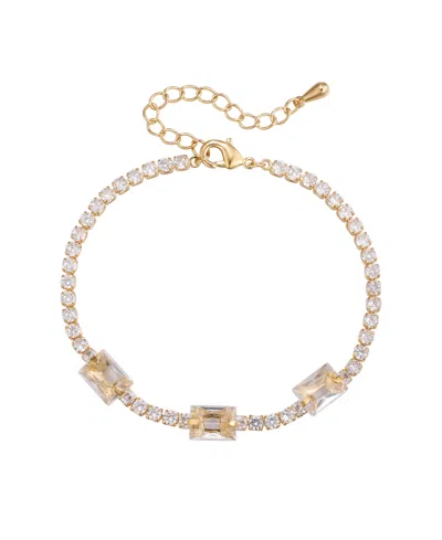 Macy's Cubic Zirconia Emerald Cut Laydown Bracelet In Gold