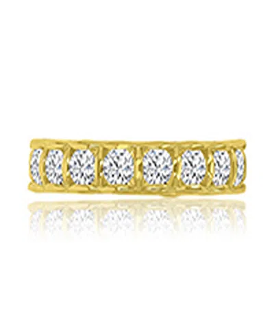 Macy's Cubic Zirconia Eternity Ring In 14k Yellow Gold Over Sterling Silver In Pink