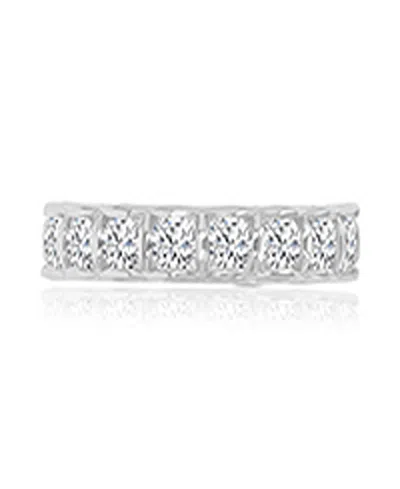 Macy's Cubic Zirconia Eternity Ring In Rhodium Over Sterling Silver In Pattern