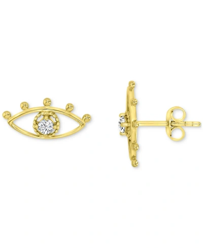 Macy's Cubic Zirconia Evil Eye Openwork Polished Stud Earrings In Gold