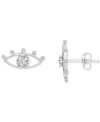 Macy's Cubic Zirconia Evil Eye Openwork Polished Stud Earrings In Silver