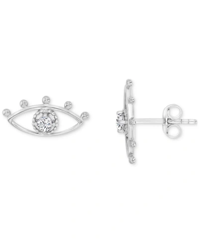 Macy's Cubic Zirconia Evil Eye Openwork Polished Stud Earrings In Silver