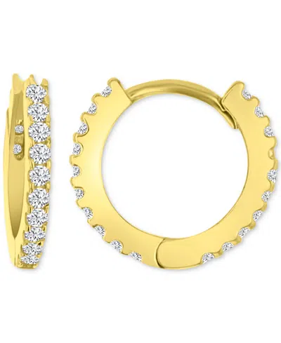 Macy's Cubic Zirconia Extra Small Hoop Earrings In 14k Gold, 0.39"