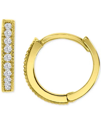 Macy's Cubic Zirconia Extra Small Hoop Earrings In 14k Gold, 0.43"