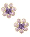 Macy's Cubic Zirconia Flower Earrings In 14k Gold In Purple