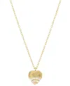 Macy's Cubic Zirconia Fluted Texture Heart Pendant Necklace In 14k Gold-plated Sterling Silver, 16" + 2" Ex In Gold