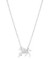 Macy's Cubic Zirconia Galloping Horse 18" Pendant Necklace In Sterling Silver In Silver