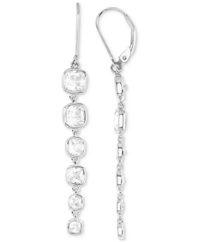 Macy's Cubic Zirconia Graduated Bezel Linear Drop Earrings In Silver