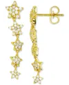 Macy's Cubic Zirconia Graduated Star Linear Drop Earrings In 14k Gold-plated Sterling Silver In Gold