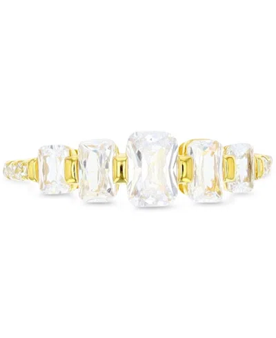 Macy's Cubic Zirconia Graduated Statement Ring In 14k Gold-plated Sterling Silver In Gold Over Sterling Silver
