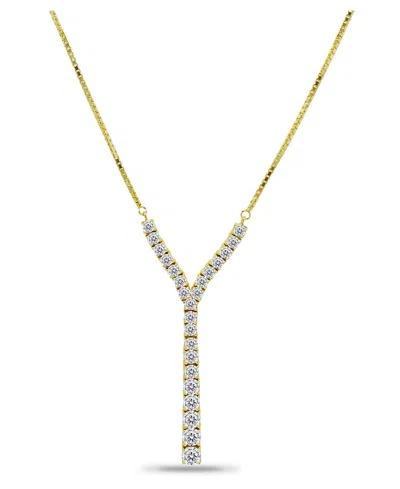 Macy's Cubic Zirconia Graduated Y Adjustable Necklace (6.5 Ct. T.w.) In 18k Sterling Silver Or Sterling Sil In Gold Over Silver