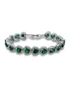 Macy's Cubic Zirconia Green Glass Heart Halo Link Bracelet In Green