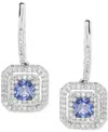 Macy's Cubic Zirconia Halo Cluster Leverback Drop Earrings In Sterling Silver In Sterling Silver