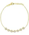 Macy's Cubic Zirconia Halo Seven Stone Link Bracelet In 14k Gold-plated Sterling Silver In Gold